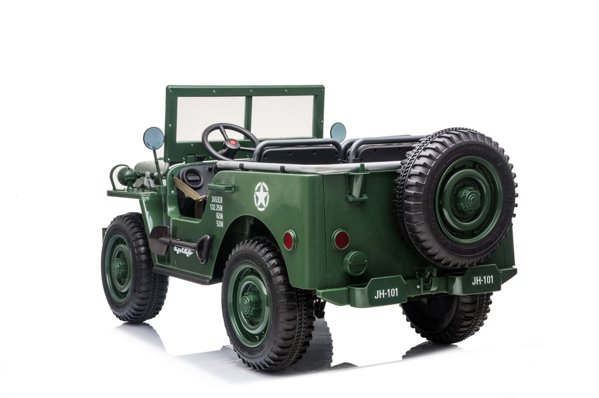 2026 24V Military Willy Truck 3 Seater Kids Ride On Car