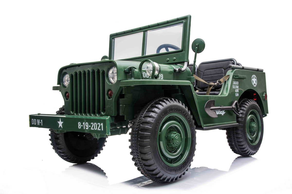 2026 24V Military Willy Truck 3 Seater Kids Ride On Car