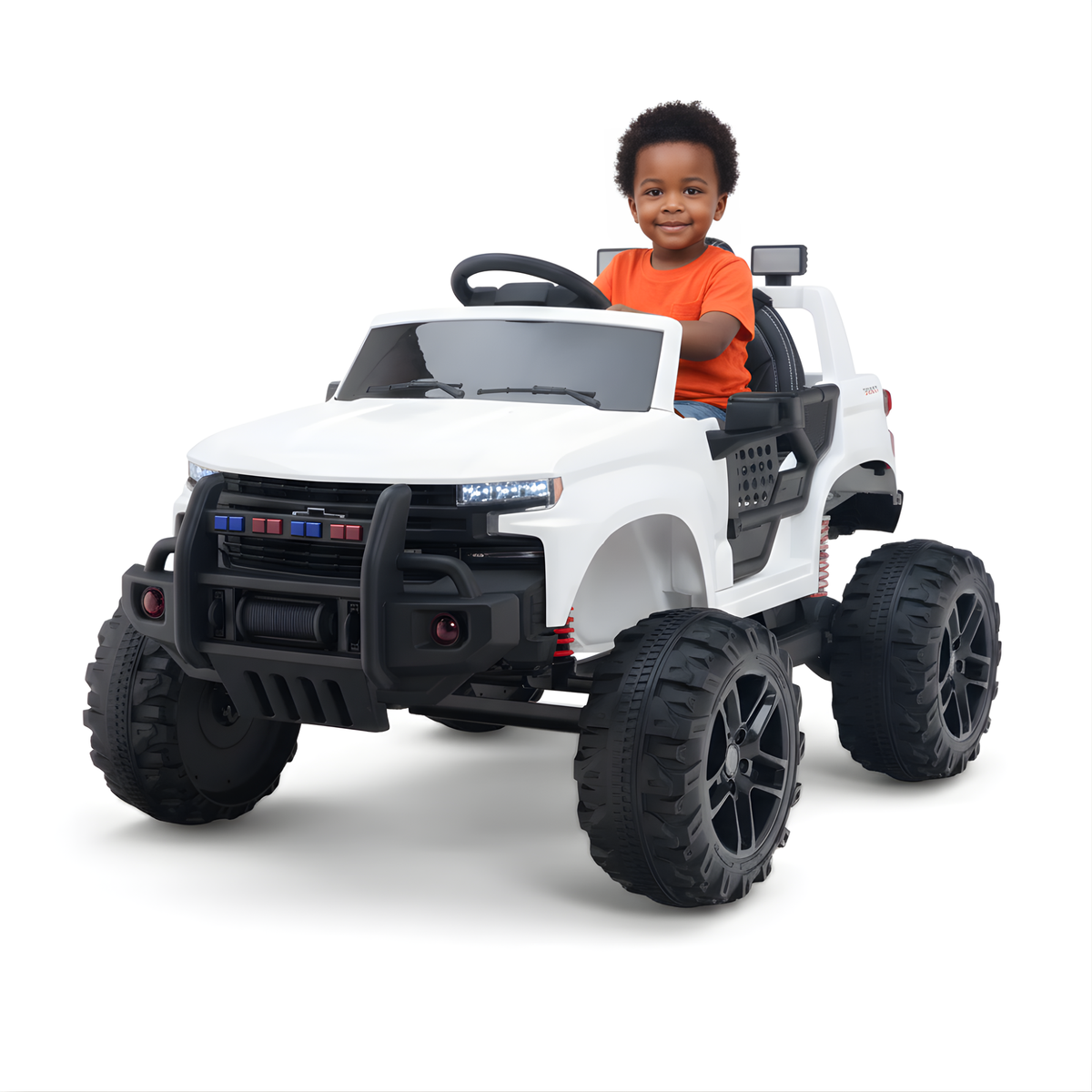 24V Chevrolet Silverado Kids Licensed 1 Seater Ride On Lifted Truck with Remote