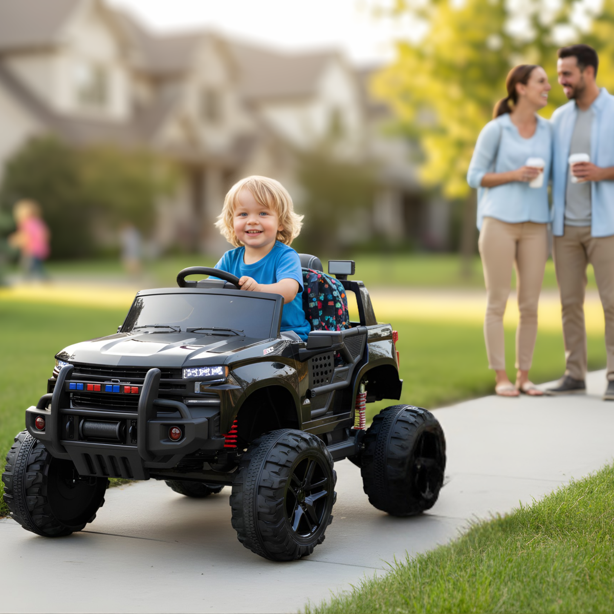 24V Chevrolet Silverado Kids Licensed 1 Seater Ride On Lifted Truck with Remote