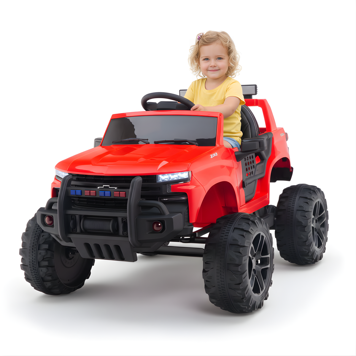 24V Chevrolet Silverado Kids Licensed 1 Seater Ride On Lifted Truck with Remote