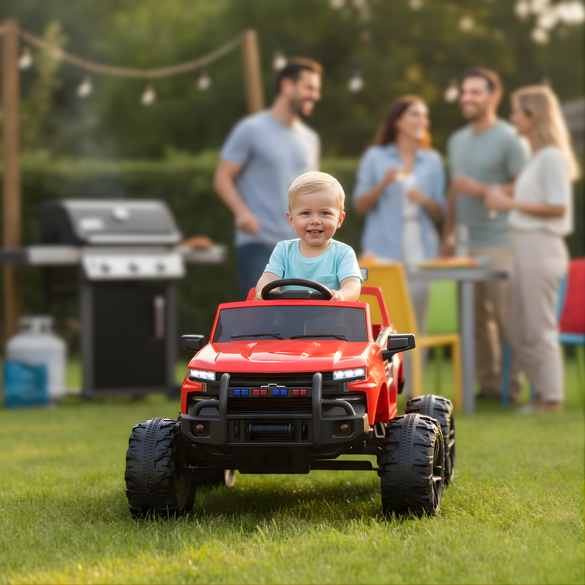 24V Chevrolet Silverado Kids Licensed 1 Seater Ride On Lifted Truck with Remote