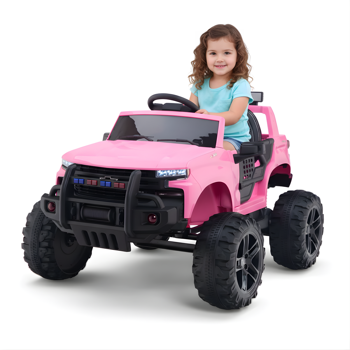 24V Chevrolet Silverado Kids Licensed 1 Seater Ride On Lifted Truck with Remote