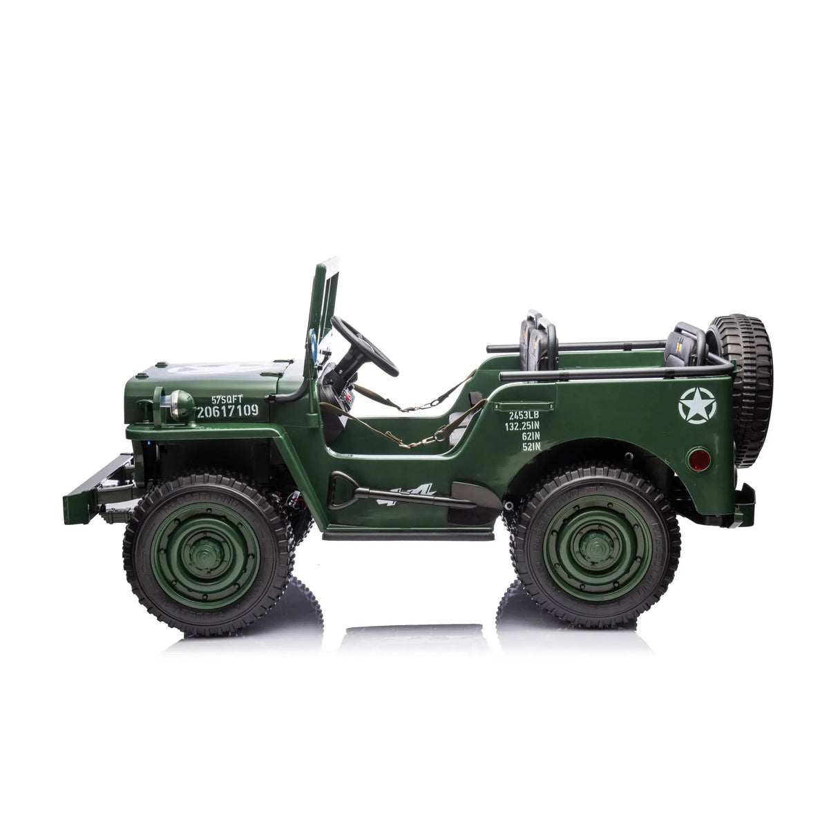 2026 24V Military Willy Truck 3 Seater Kids Ride On Car