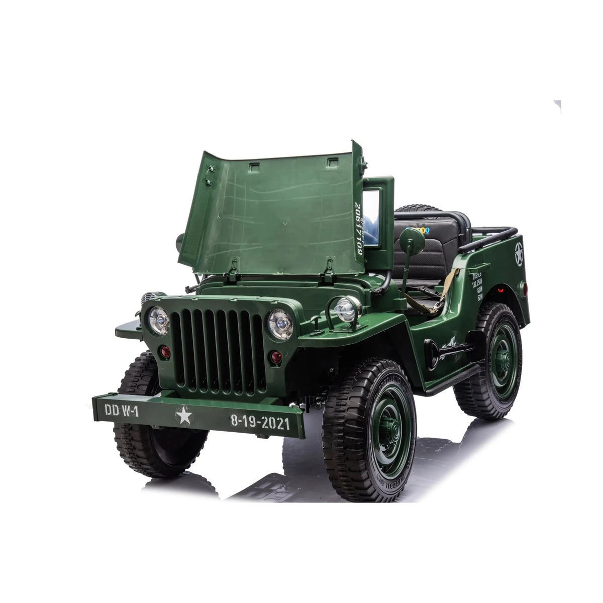 2026 24V Military Willy Truck 3 Seater Kids Ride On Car