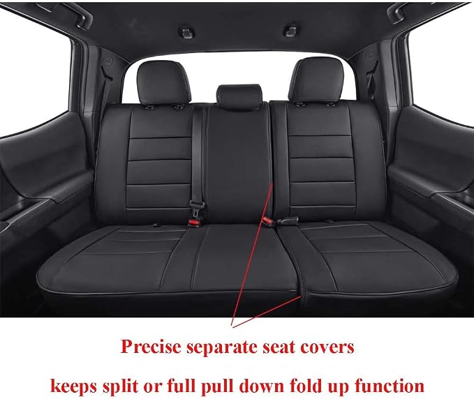 Faux Leather Seat Covers for Toyota Tacoma — Rear Seat — Black