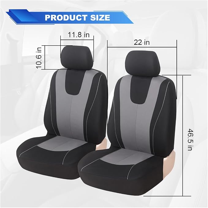 Universal Seat Covers — Front Seat — Gray / Black