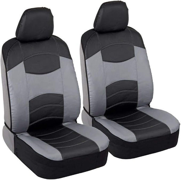 Faux Leather Car Seat Covers โ Front Seat โ Black / Gray