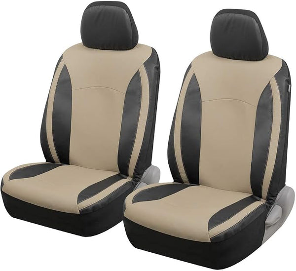 Faux Leather Car Seat Covers โ Front Seat โ Beige