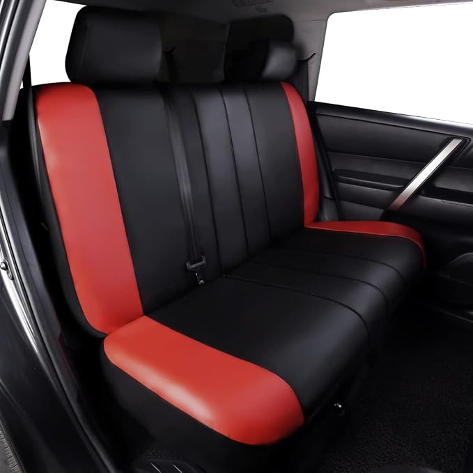 Faux Leather Car Seat Covers — Full Set — Red / Black