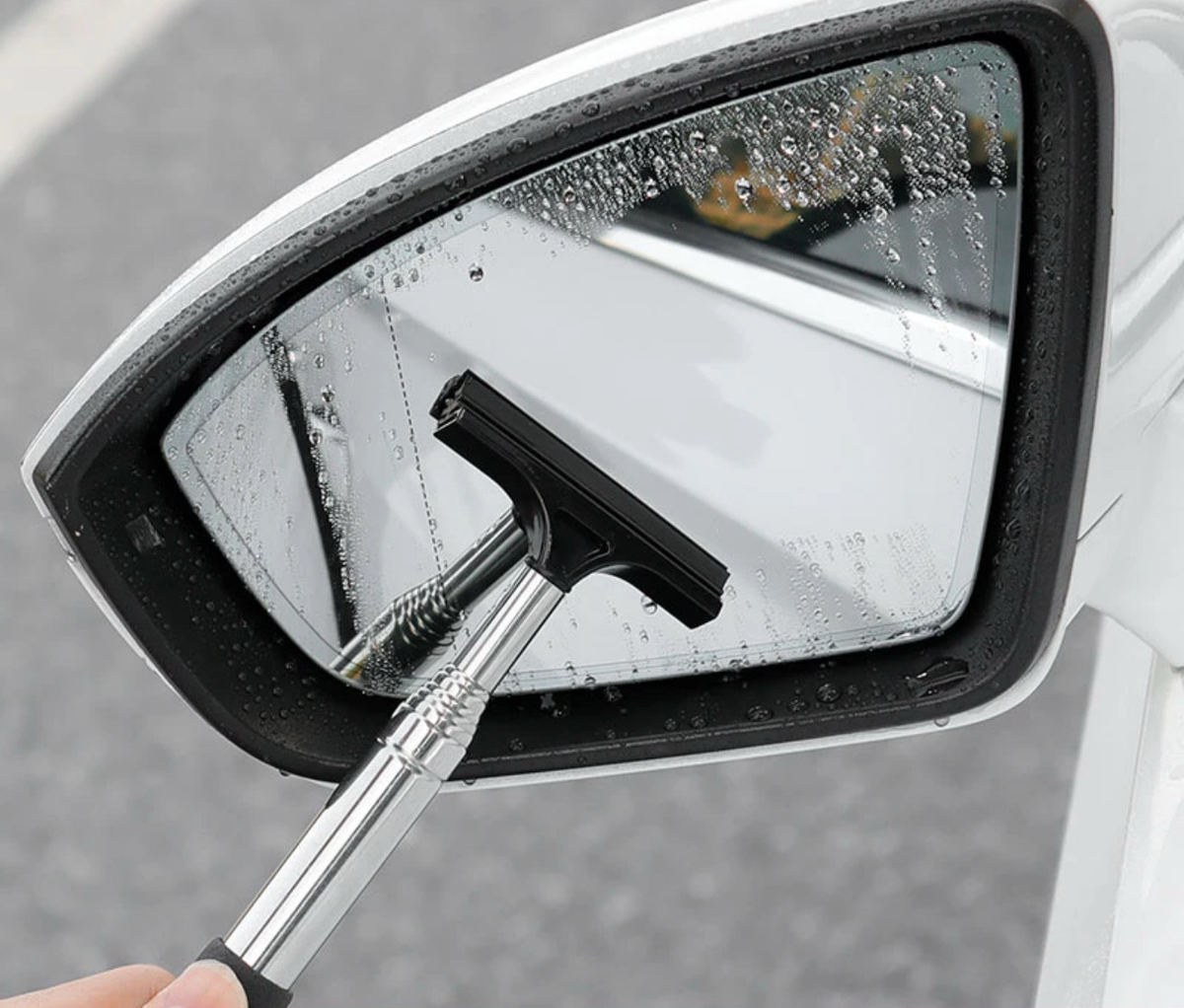 38" Telescopic Car Mirror Wiper | Retractable Side Window Squeegee 2Pcs