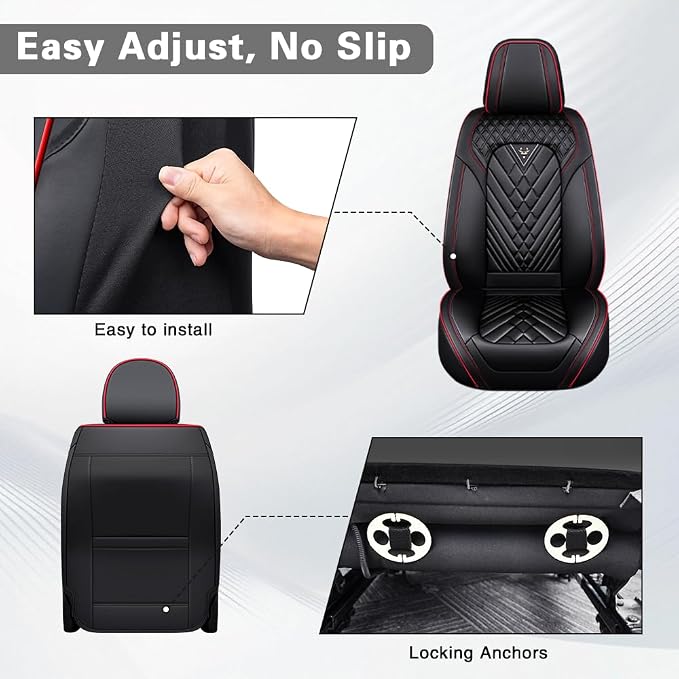 Seat Covers for Toyota Corolla — Front Seat — Black / Red