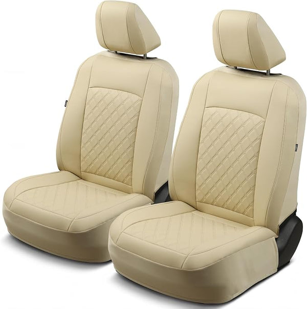 Faux Leather Seat Covers for Multiple Vehicles โ Front Seat โ Beige