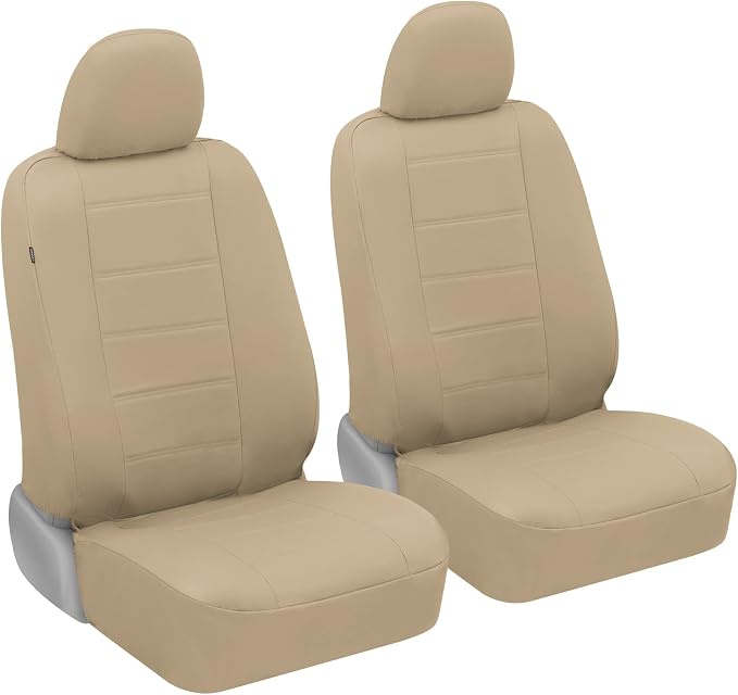 Faux Leather Car Seat Covers — Front Seat — Beige