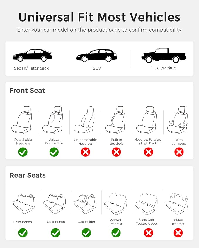 Universal Seat Covers — Full Set — Black / Red