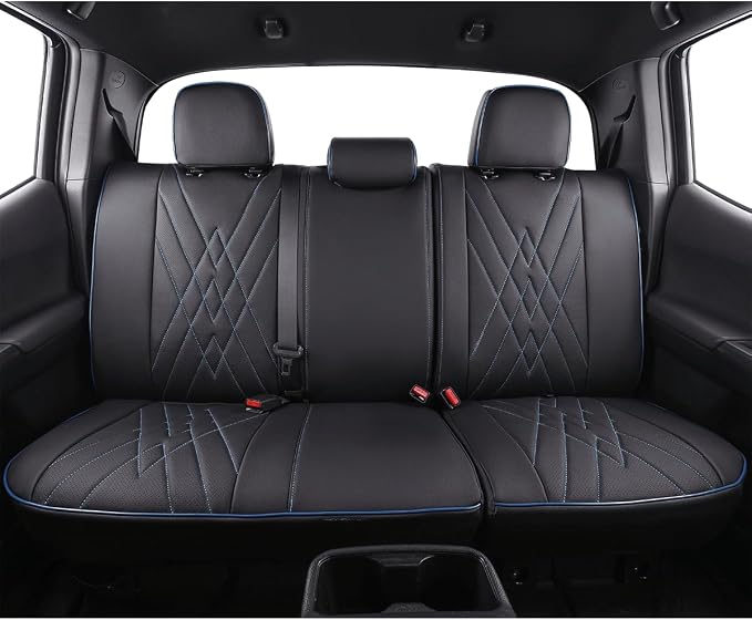 Faux Leather Seat Covers for Toyota Tacoma — Rear Seat — Black / Blue