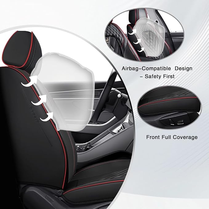 Seat Covers for Toyota Prius — Front Seat — Black / Red