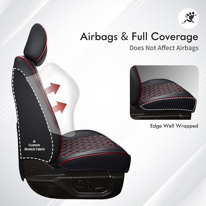 Seat Covers for Jeep Wrangler — Full Set — Black / Red