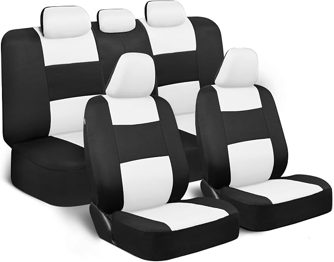 Car Seat Covers — Full Set — White / Black