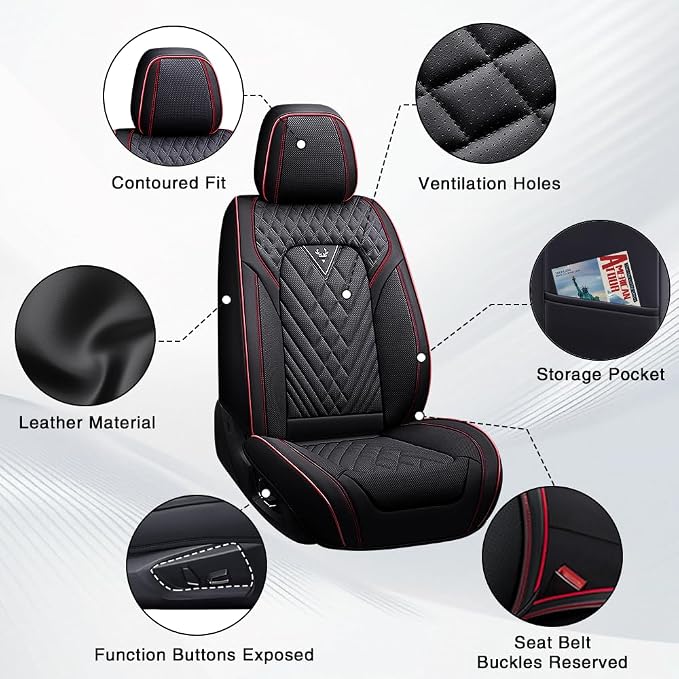 Seat Covers for Toyota C-HR — Front Seat — Black / Red