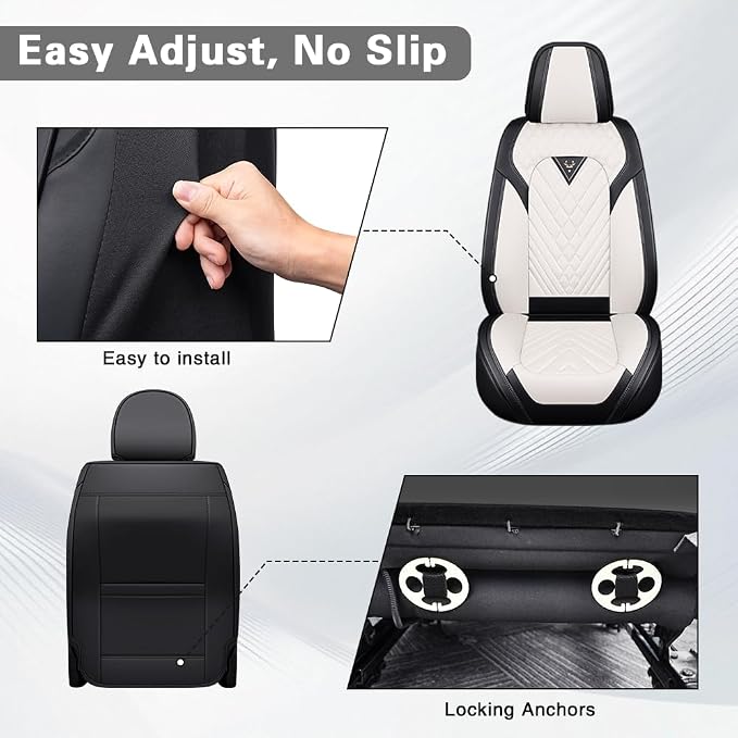 Seat Covers for Toyota Tundra — Front Seat — Cream / White