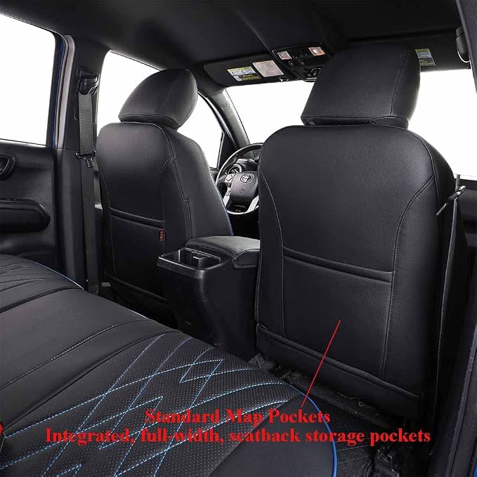 Faux Leather Seat Covers for Toyota Tacoma — Full Set — Black / Blue