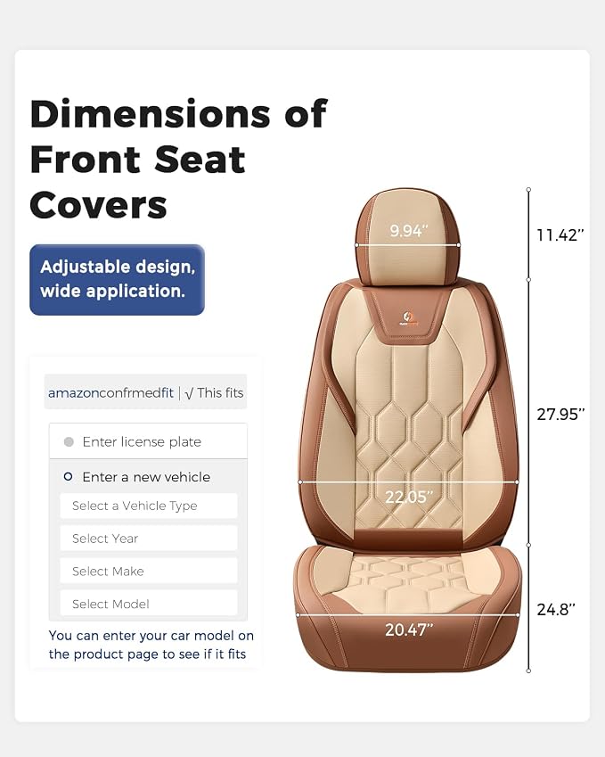 Universal Seat Covers — Front Seat — Brown / Beige