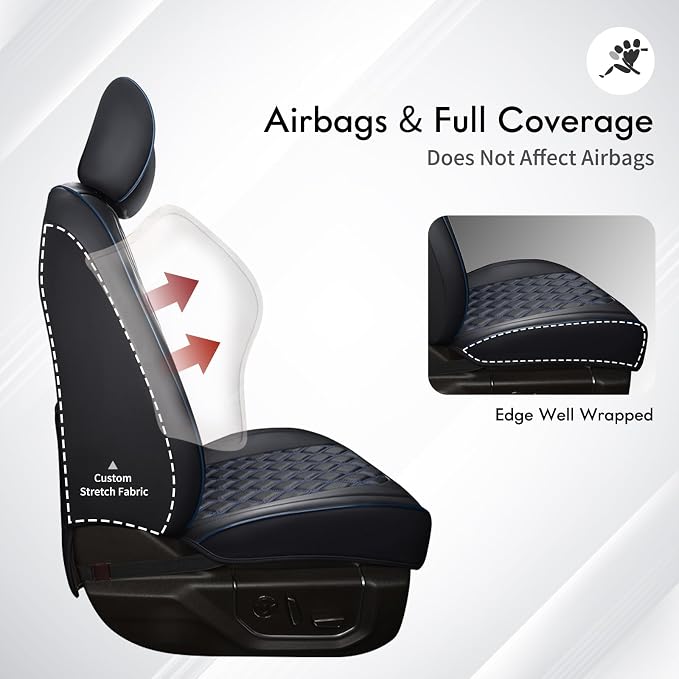 Faux Leather Seat Covers for Jeep Wrangler — Front Seat — Black / Blue