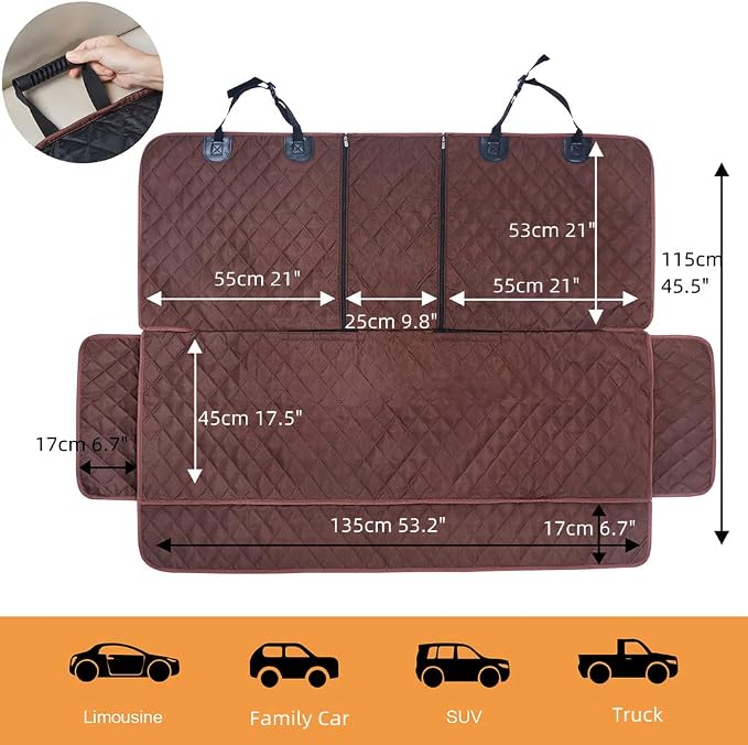 Pet Car Seat Protector — Coffee / Brown