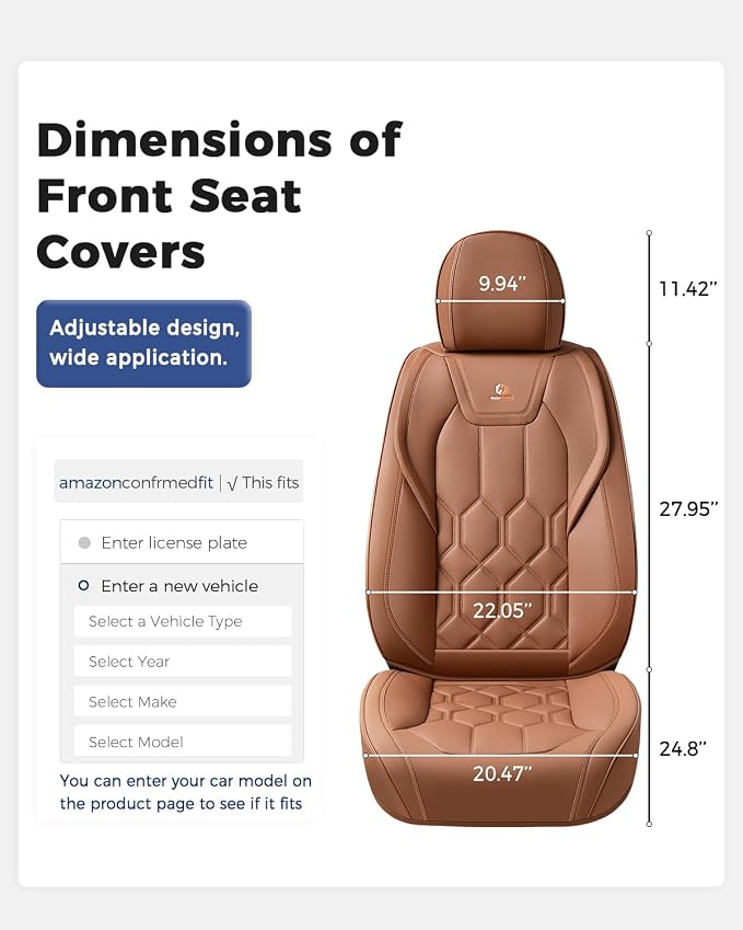 Universal Seat Covers — Front Seat — Brown
