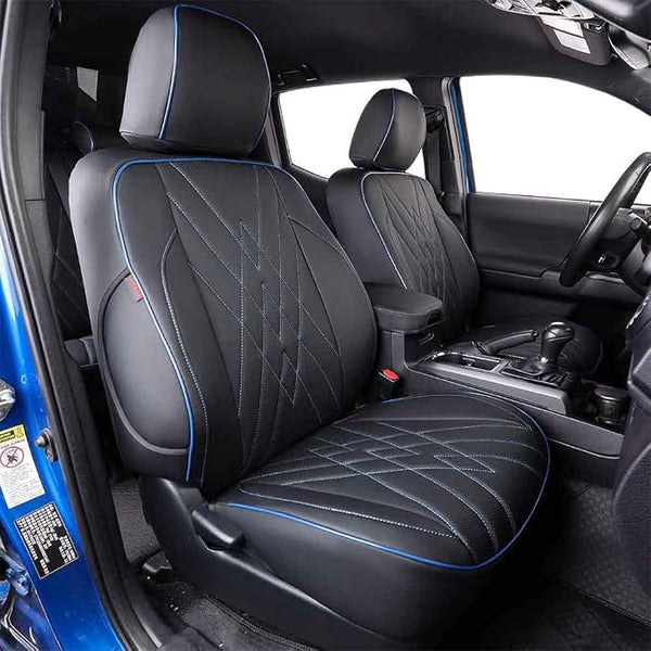 Faux Leather Seat Covers for Toyota Tacoma โ Full Set โ Black / Blue