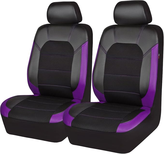 Universal Fabric Seat Covers — Front Seat — Black / Purple