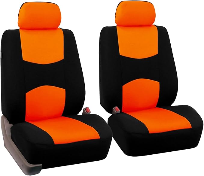 Universal Fabric Seat Covers — Orange / Black
