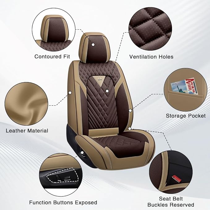 Seat Covers for Toyota Highlander — Full Set — Brown / Beige