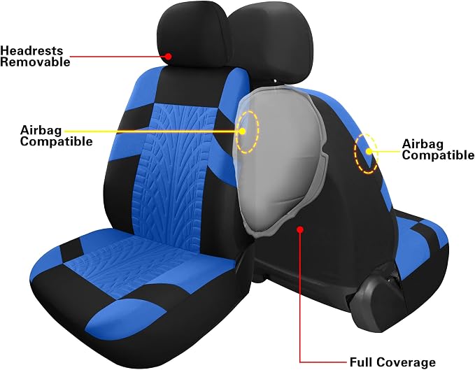 Universal Seat Covers — Front Seat — Black / Blue