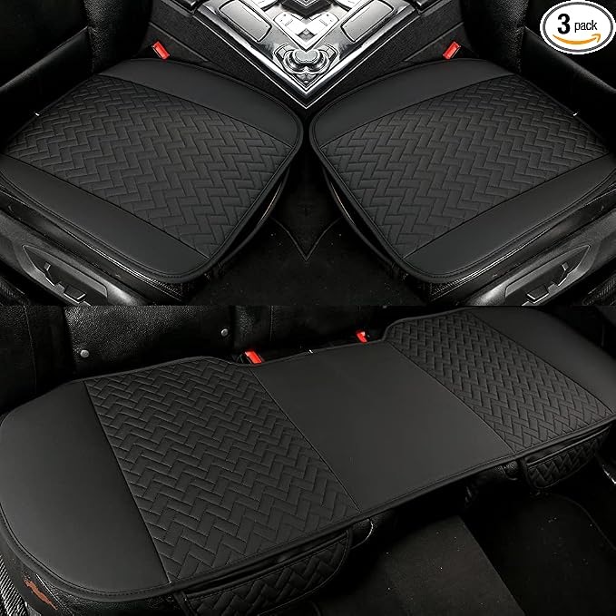 Faux Leather Car Seat Covers — Full Set — Black