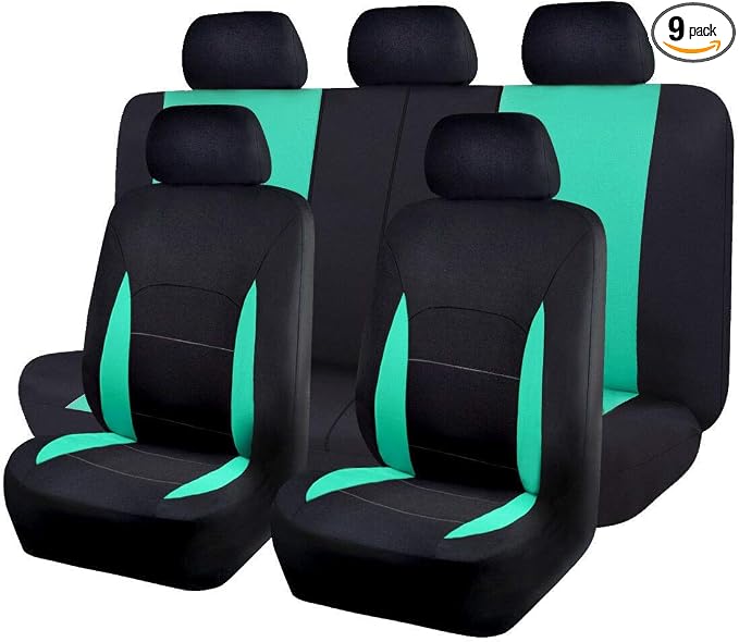 Fabric Car Seat Covers — Full Set — Black / Gray / Purple