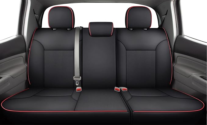 Faux Leather Seat Covers for Toyota Tacoma — Black / Red