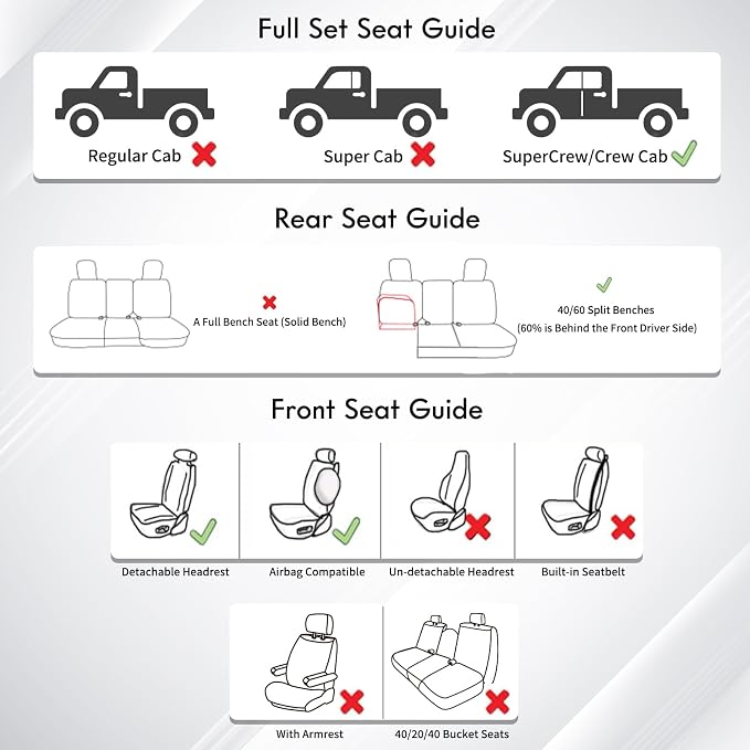 Seat Covers for Multiple Vehicles — Full Set — Black / White