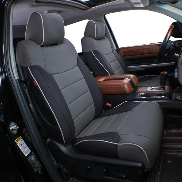 Faux Leather Seat Covers for Toyota Tacoma โ Full Set โ Black / Gray