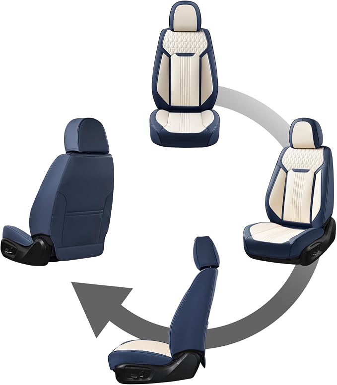 Universal Seat Covers — Full Set — Blue / White
