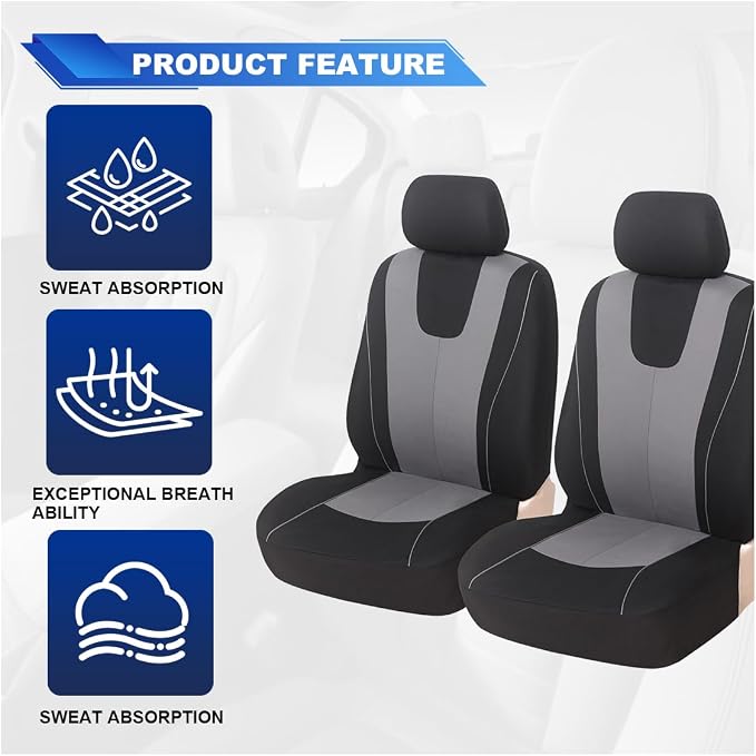 Universal Seat Covers — Front Seat — Gray / Black
