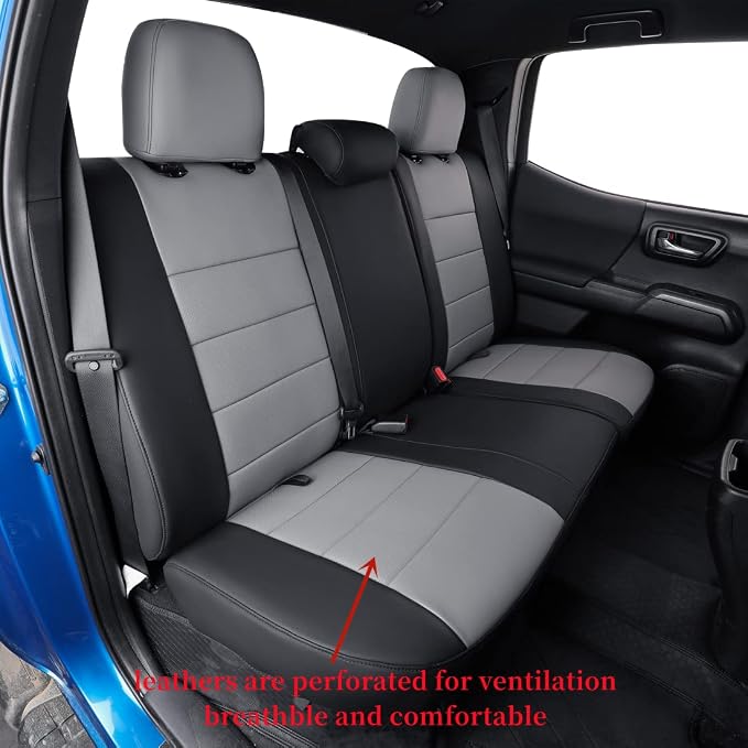 Faux Leather Seat Covers for Toyota Tacoma — Full Set — Black / Gray