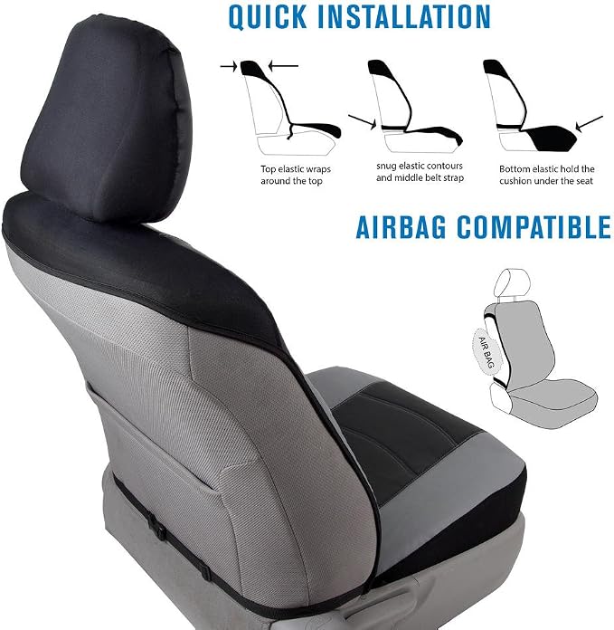 Faux Leather Car Seat Covers — Front Seat — Black / Gray
