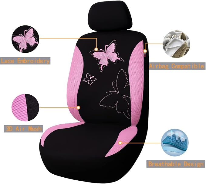 Universal Seat Covers — Full Set — Pink