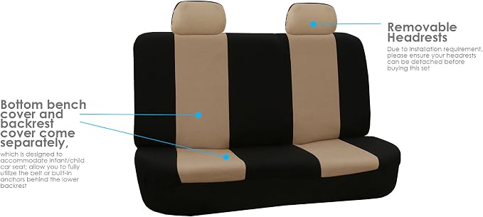Pet Car Seat Protector — Rear Seat — Beige