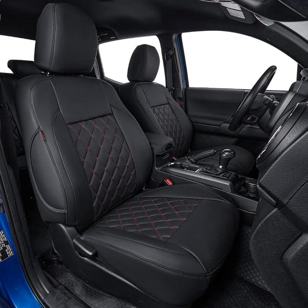 Faux Leather Seat Covers for Toyota Tacoma โ Full Set โ Black