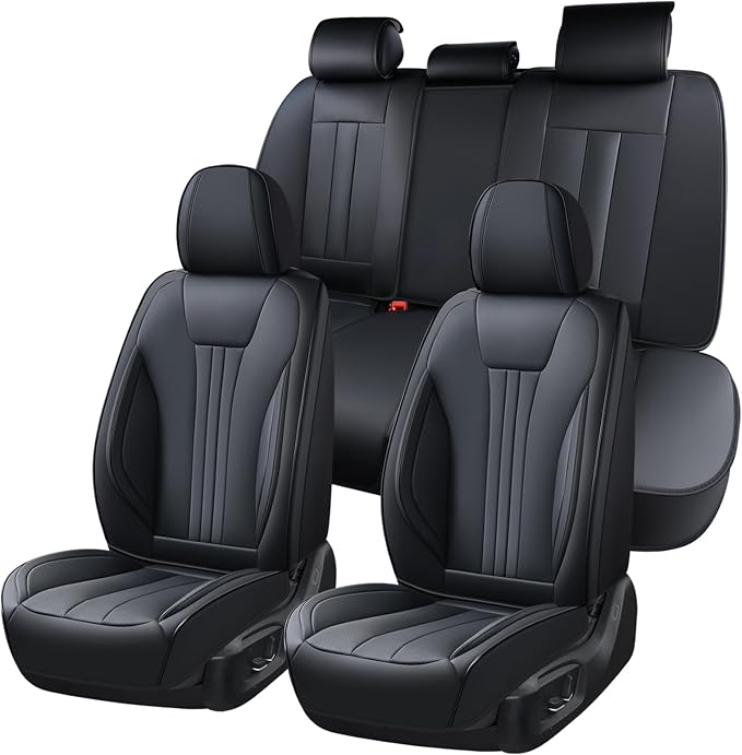 Universal Faux Leather Seat Covers — Black