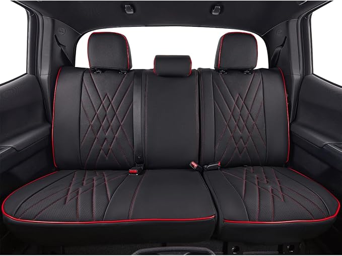 Faux Leather Seat Covers for Toyota Tacoma — Rear Seat — Black / Red