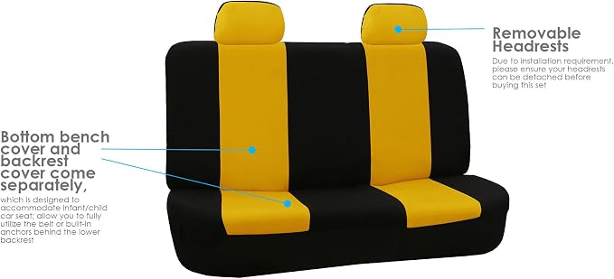 Universal Fabric Seat Covers — Full Set — Yellow
